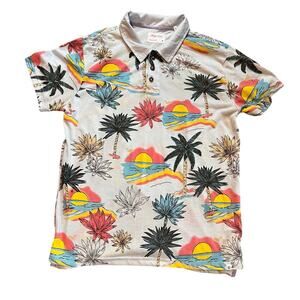 Sovereign Code Men's Short Sleeve Palm Tree/Sunset Polo. Size Medium
